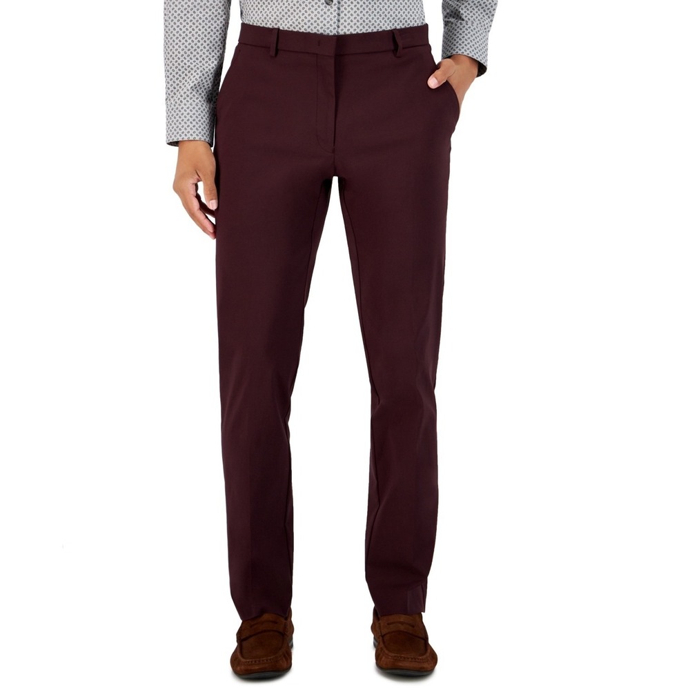 Tommy Hilfiger Mens Dress Pants 40x32 Burgundy Tate-TH Business Casual *FLAW*